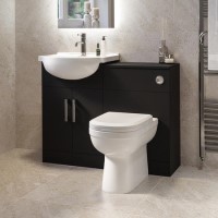 1050mm Black Toilet and Sink Unit with Round Toilet - Classic