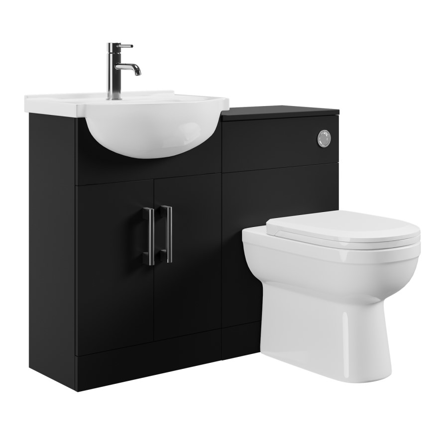 1050mm Black Toilet and Sink Unit with Round Toilet - Classic
