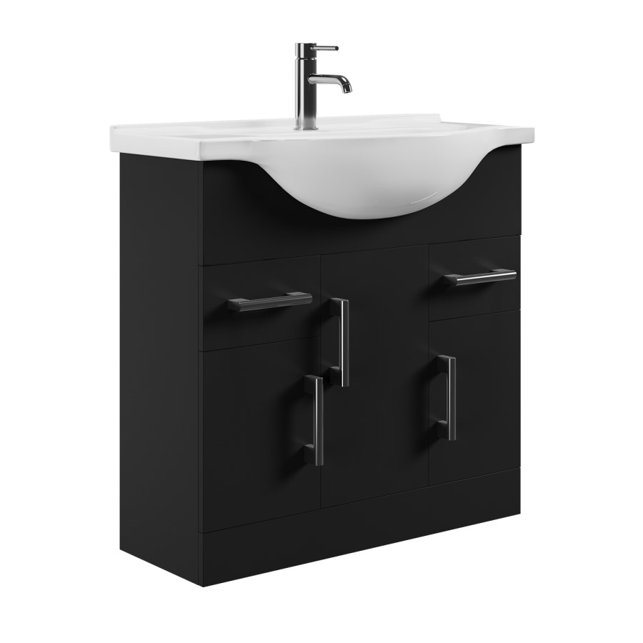 850mm Black Freestanding Vanity Unit with Basin - Classic
