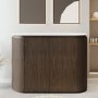 1200mm Walnut Wood Effect Curved Fluted Freestanding Double Countertop Vanity Unit - Matira