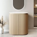 BUN/A1/CMAT790BVFO/99576 ONLY OPENED - 800mm Wooden Curved Fluted Freestanding Countertop Vanity Unit - Matira