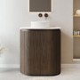 800mm Walnut Wood Effect Curved Fluted Freestanding Countertop Vanity Unit with Basin – Matira