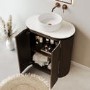 800mm Walnut Wood Effect Curved Fluted Freestanding Countertop Vanity Unit with Basin – Matira