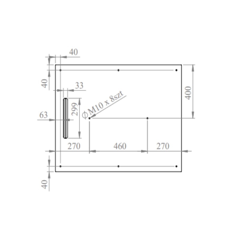 Black 1000x800 30mm Slimmine Tray w/  Linear Waste - Coast 