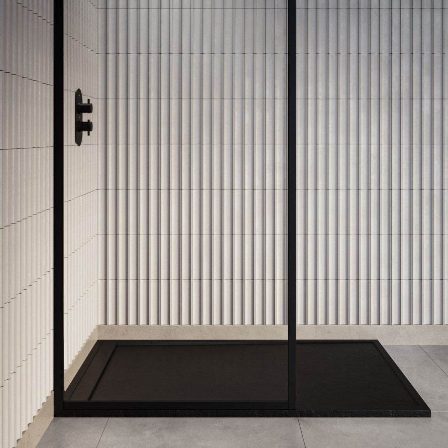 Black 1200x800 Rectangular Shower Tray 30mm Low-Profile - Slate Cast Marble