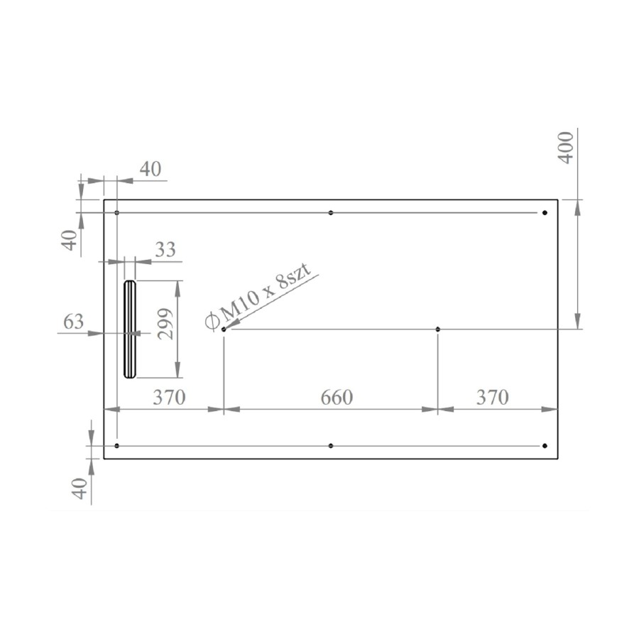 White 1400x800 30mm Slimmine Tray w/  Linear Waste - Coast 