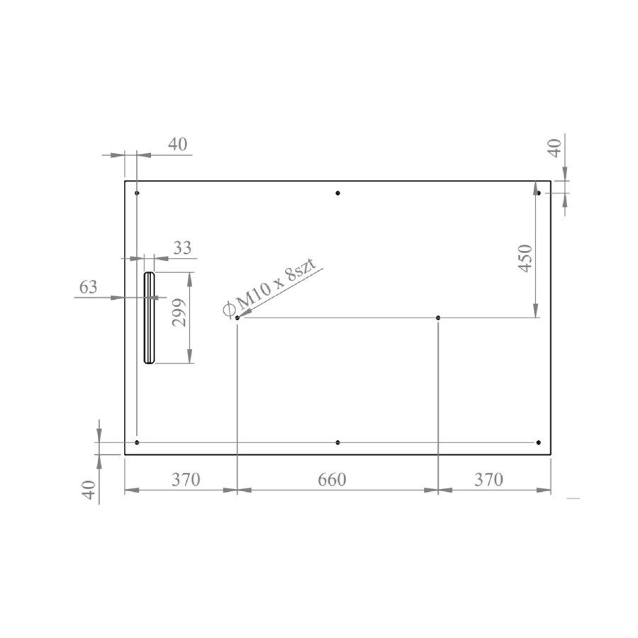 Black 1400x900 30mm Slimmine Tray w/  Linear Waste - Coast 