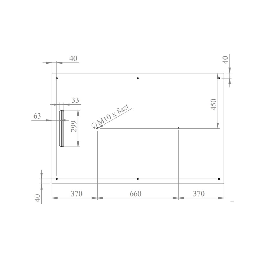 White 1400x900 30mm Slimmine Tray w/  Linear Waste - Coast 