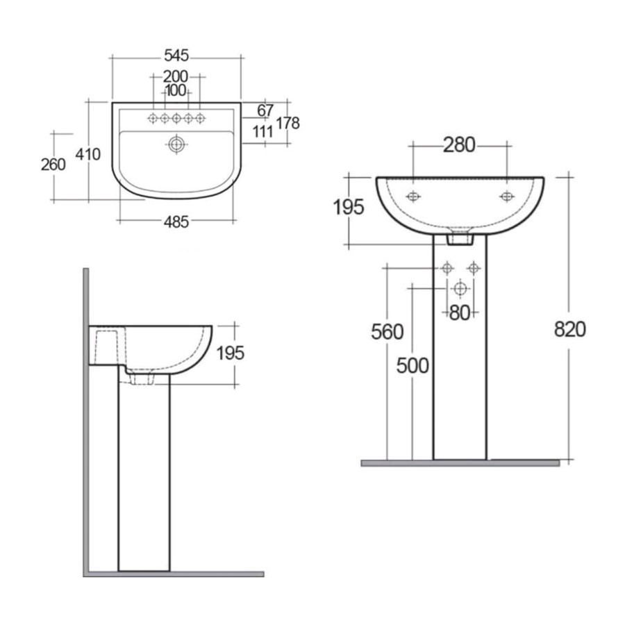 Rak Ceramics Modern Pedestal Basin 545mm