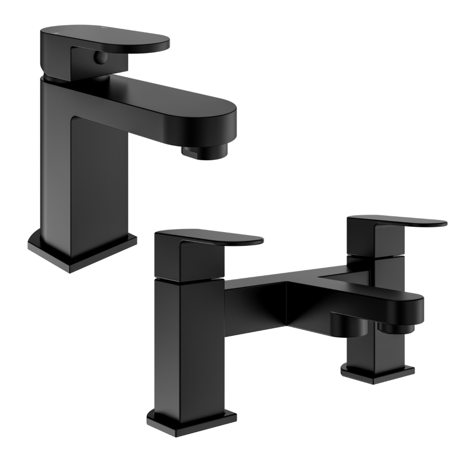 Black Bath and Basin Tap Set - Como