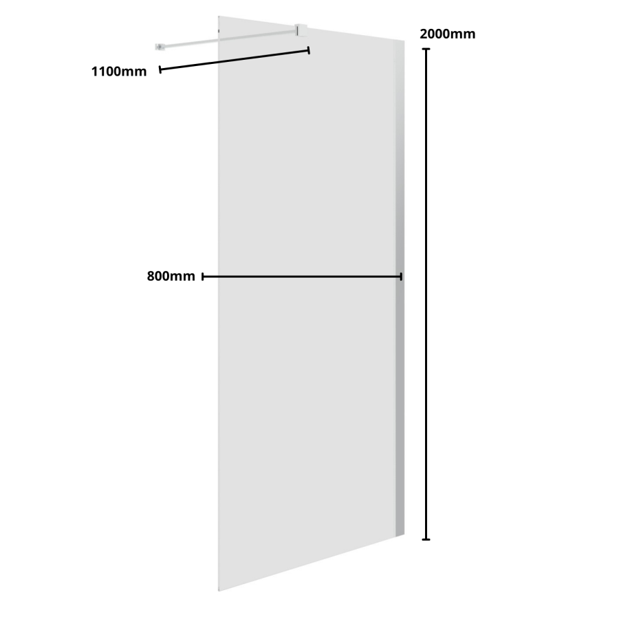 GRADE A1 - 800mm Frameless Wet Room Shower Screen - Corvus