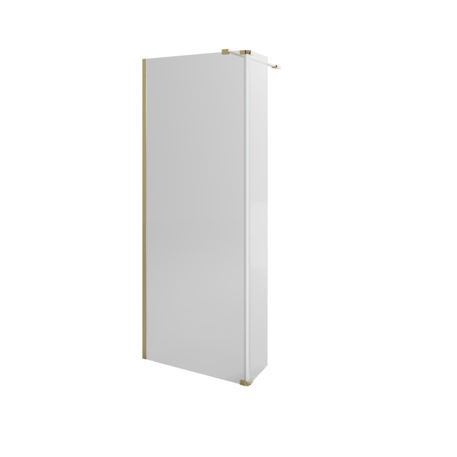 1100mm Brushed Brass Shower Screen for Wet Room & Walk In Shower with 300mm Fixed Panel – Corvus