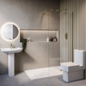 BUN/CORBB800/89664 1400 x 900mm Brass Walk in Shower Enclosure Suite with Toilet and Basin - Corvus