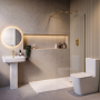 1400 x 900mm Brass Walk in Shower Enclosure Suite with Toilet and Basin - Corvus