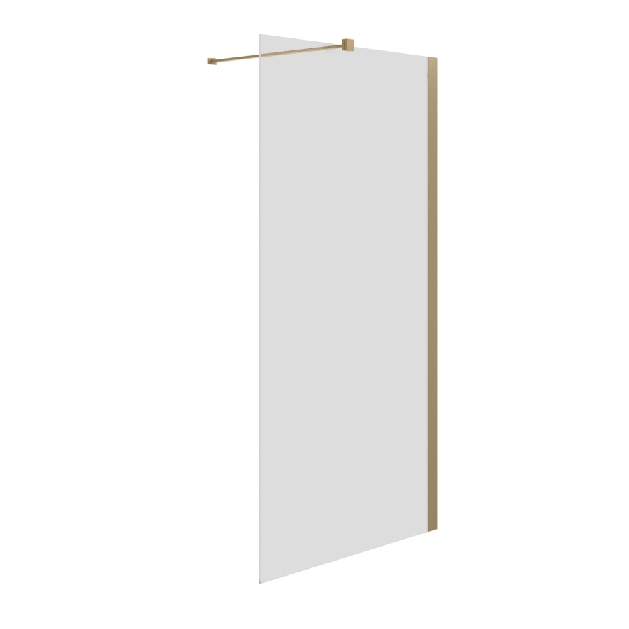 Brushed Brass Double Shower Screen for Wet Room & Walk In Shower 2300mm - Corvus