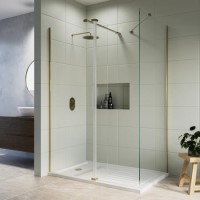 Brushed Brass Double Shower Screen for Wet Room & Walk In Shower 2500mm 