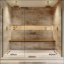 2500mm Brushed Brass Double Shower Screen for Wet Room & Walk In Shower – Corvus