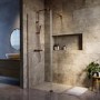 700mm Brushed Bronze Shower Screen for Wet Room & Walk In Shower with 300mm Hinged Flipper Panel - Corvus