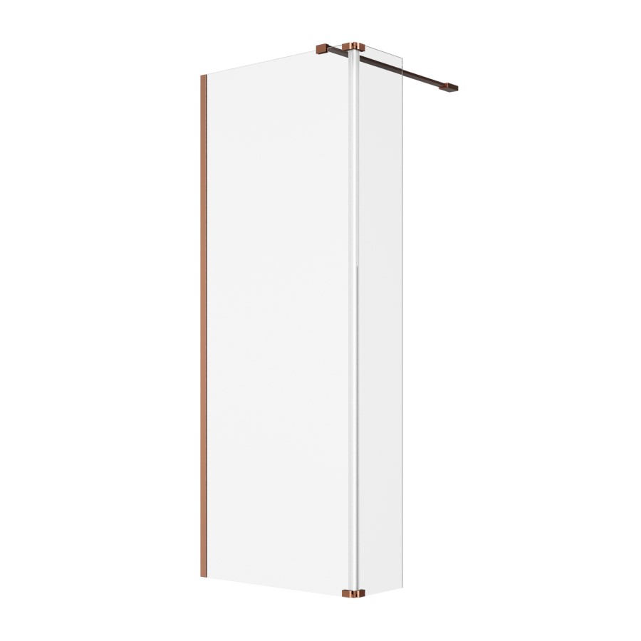 700mm Brushed Bronze Shower Screen for Wet Room & Walk In Shower with 300mm Hinged Flipper Panel - Corvus