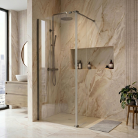 700mm Gunmetal Grey Grey Shower Screen for Wet Room & Walk In Shower with 300mm Hinged Flipper Panel - Corvus