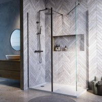 1400x900mm Gunmetal Walk-In Shower Screen Enclosure with Fixed Panel – Corvus 1400x900mm Gunmetal Walk-In Shower Screen Enclosure with Fixed Panel – Corvus