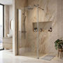 1000mm Gunmetal Shower Screen for Wet Room & Walk In Shower with 300mm Hinged Flipper Panel - Corvus