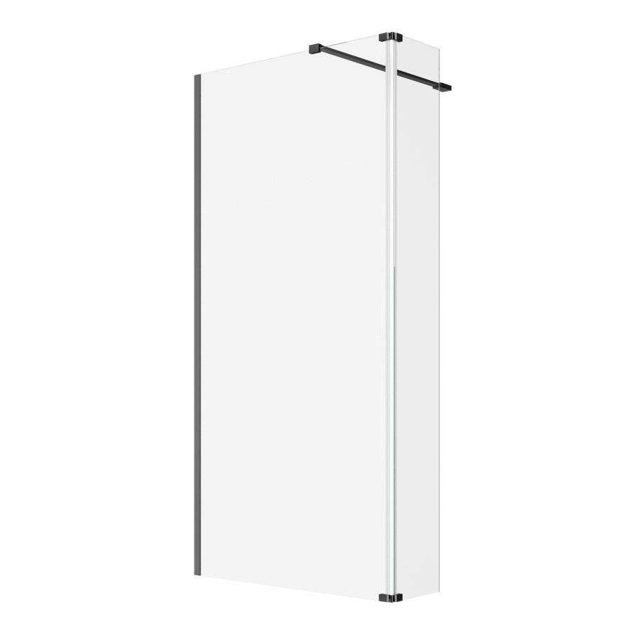 1000mm Gunmetal Shower Screen for Wet Room & Walk In Shower with 300mm Hinged Flipper Panel - Corvus