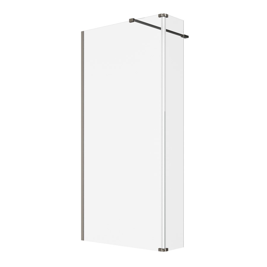 1000mm Nickel Shower Screen for Wet Room & Walk In Shower with 300mm Hinged Flipper Return Panel - Corvus