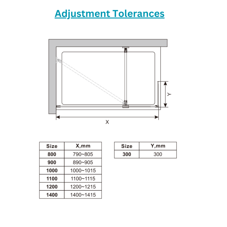 800mm Nickel Shower Screen for Wet Room & Walk In Shower with 300mm ...