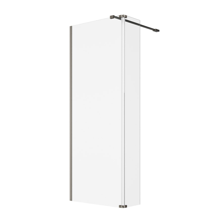 700mm Nickel Shower Screen for Wet Room & Walk In Shower with 300mm Hinged Flipper Return Panel - Corvus