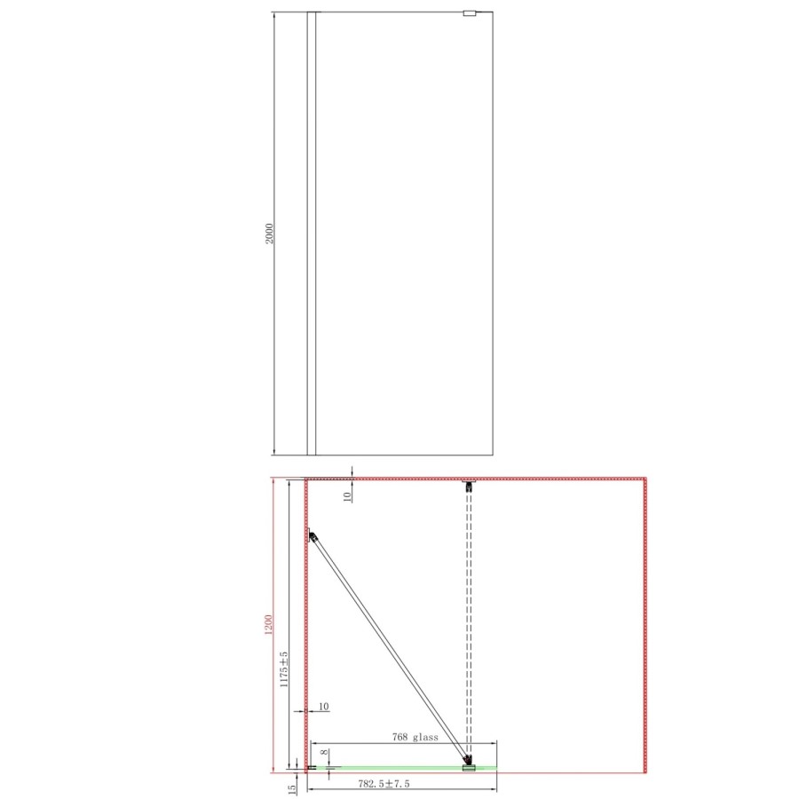 700mm Nickel Shower Screen for Wet Room & Walk In Shower with 300mm Hinged Flipper Return Panel - Corvus
