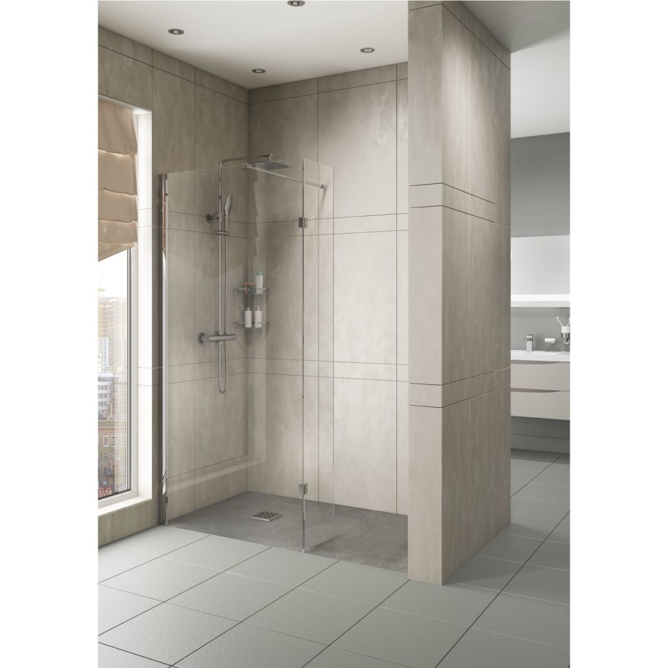 700mm Walk In Shower Screen with 300mm Hinged Return Screen 8mm Glass Better Bathrooms