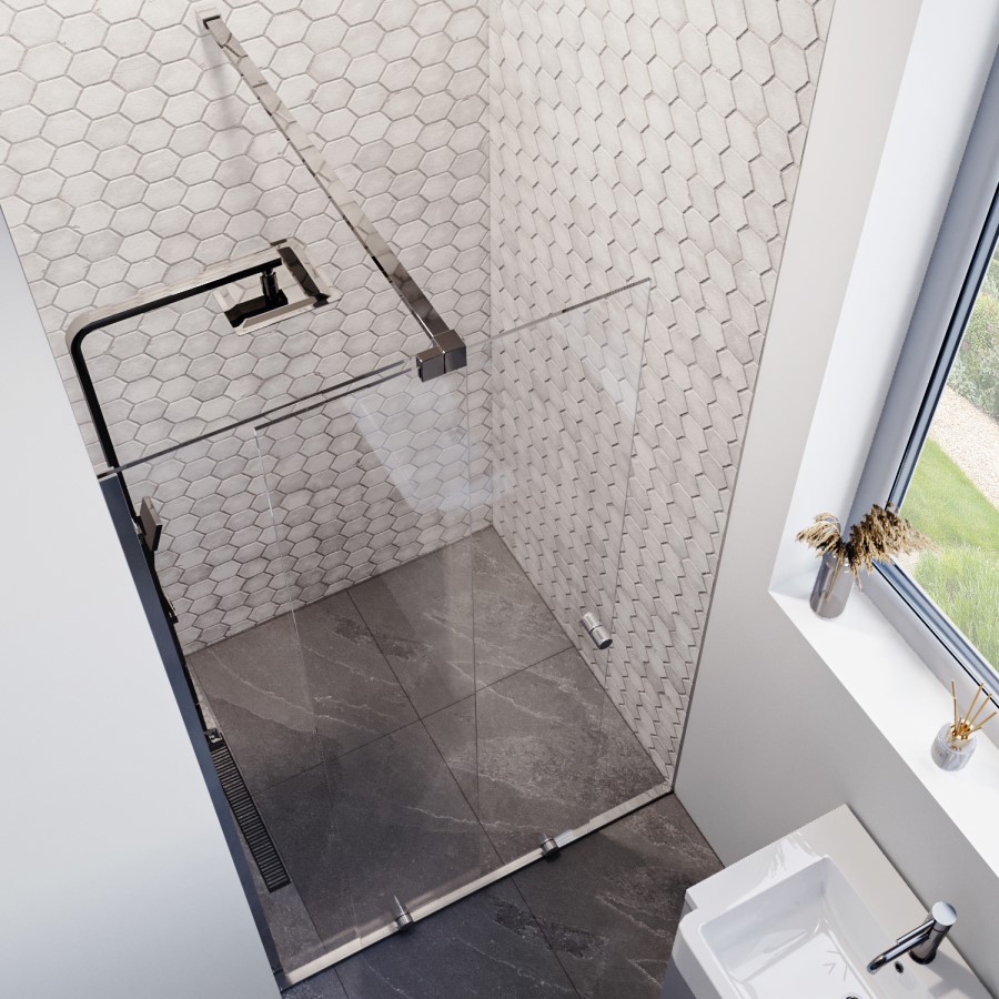 ONLY OPENED - 1400mm Chrome Frameless Sliding Wet Room Shower Screen - Denver