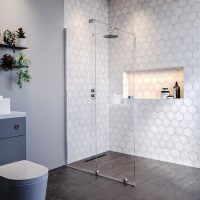 ONLY OPENED - 1400mm Chrome Frameless Sliding Wet Room Shower Screen - Denver