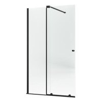 1200mm Black Sliding Door Shower Enclosure + Wall Support Bar 8mm Glass - Denver