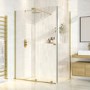 1200x800mm Brushed Brass 8mm Glass Rectangular Frameless Sliding Shower Enclosure - Denver