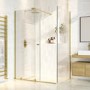 1200x800mm Brushed Brass 8mm Glass Rectangular Frameless Sliding Shower Enclosure - Denver