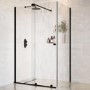 1200x900mm Black 8mm Glass Frameless Rectangular Sliding Shower Enclosure - Denver
