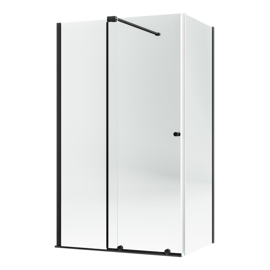 1200x900mm Black 8mm Glass Frameless Rectangular Sliding Shower Enclosure - Denver