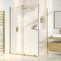 1200x900mm Brushed Brass 8mm Glass Frameless Rectangular Sliding Shower Enclosure - Denver 1200x900mm Brushed Brass 8mm Glass Frameless Rectangular Sliding Shower Enclosure - Denver