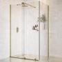 1200x900mm Brushed Brass 8mm Glass Frameless Rectangular Sliding Shower Enclosure - Denver