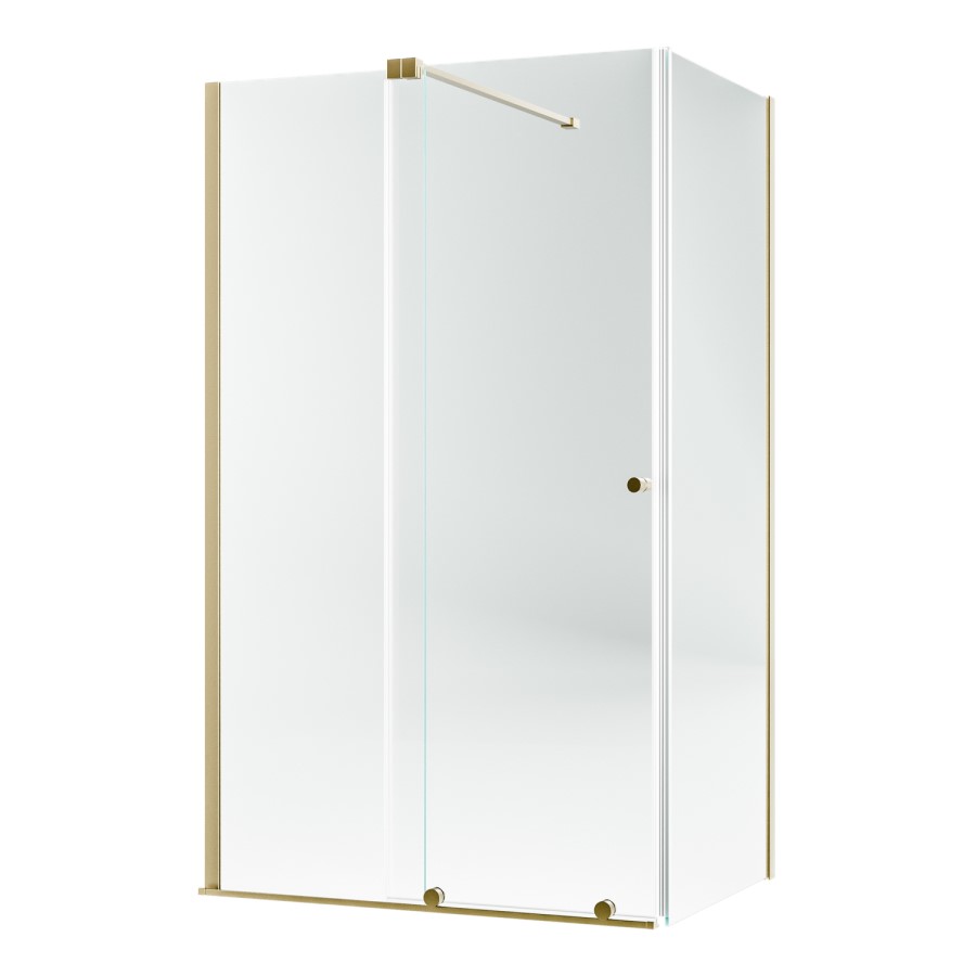 1200x800mm Brushed Brass 8mm Glass Rectangular Frameless Sliding Shower Enclosure - Denver