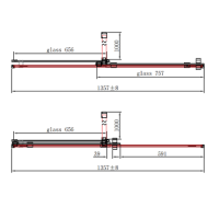 1400mm Chrome Frameless Sliding Door Shower Enclosure 8mm Glass + Wall Support Bar - Denver
