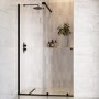 1400mm Black Sliding Shower Door + Wall Support Bar 8mm Glass - Denver