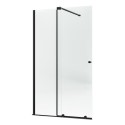 BUN/DENCHSL1400/93617 1400mm Black Sliding Door Shower Enclosure + Wall Support Bar 8mm Glass - Denver