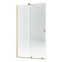 1400mm Brushed Brass Sliding Shower Door + Wall Support Bar 8mm Glass - Denver