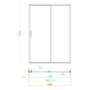 1400mm Brushed Brass Sliding Door Shower Enclosure + Wall Support Bar 8mm Glass - Denver