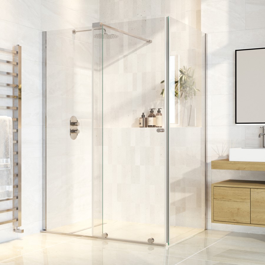 1400x900mm Chrome 8mm Glass Frameless Rectangular Sliding Shower Enclosure - Denver