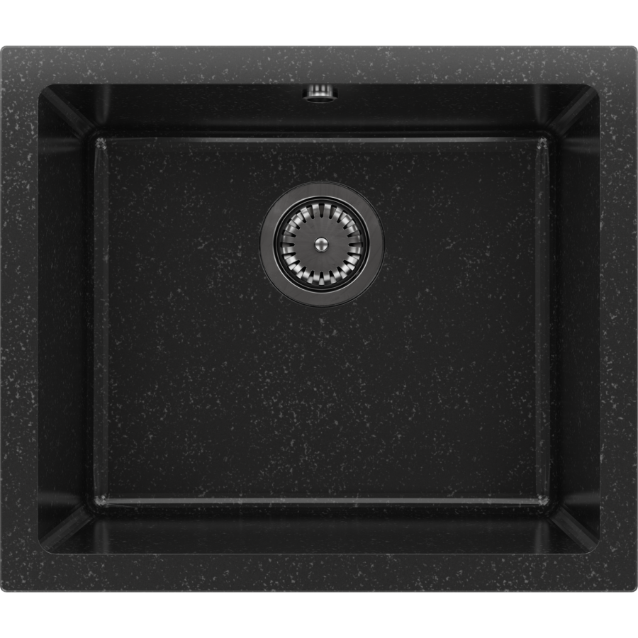 Single Bowl Black Inset Granite Composite Kitchen Sink with Waste Kit - Enza Eden