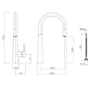 ALMOST PERFECT - Refurbished Enza Olney Black Single Lever Pull Out Kitchen Mixer Tap